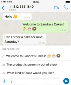 Use quick replies on WhatsApp Business