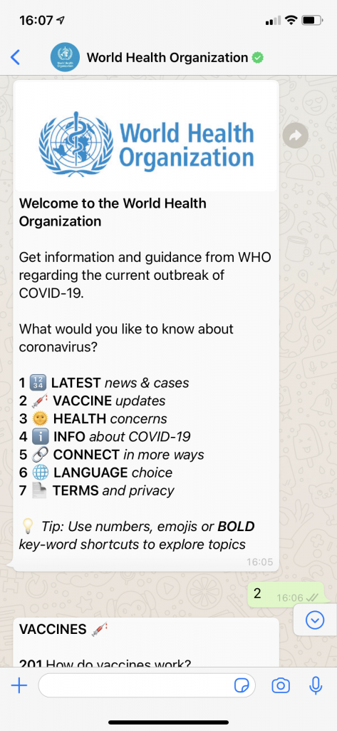 The World Health Organization template messaging